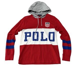 Polo Ralph Lauren Men's Polo Track USA Lightweight Hoodie Size Small 19x27 STAIN